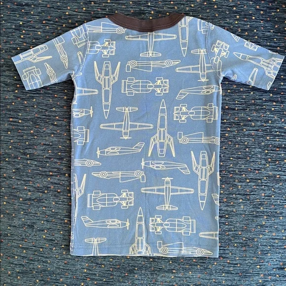 Hanna Andersson Blue Airplane, rocket, race car organic cotton Pajama Set - Picture 6 of 9